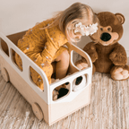 Speelgoedkist op wielen bus – hout