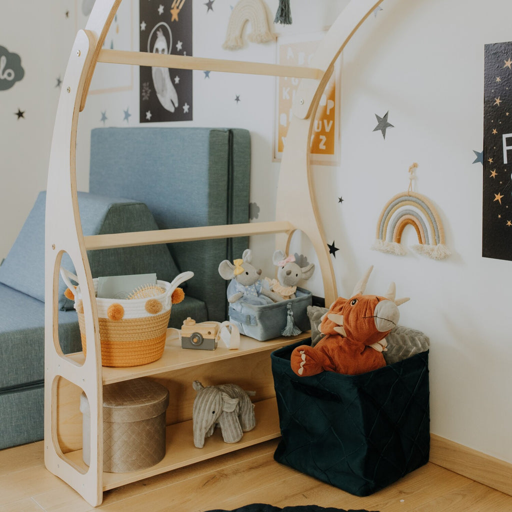 Speelgoedrek en speelkeuken Montessori van hout – afbeelding 13