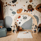 Speelgoedrek en speelkeuken Montessori van hout – afbeelding 2