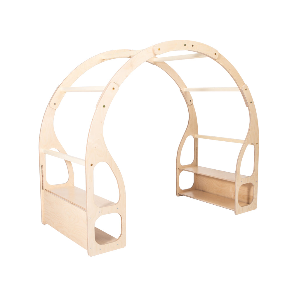 Speelgoedrek en speelkeuken Montessori van hout – afbeelding 8