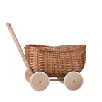 Speelgoedwagen riet met houten wielen en stoffen voering – afbeelding 5