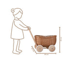 Speelgoedwagen riet met houten wielen en stoffen voering – afbeelding 7