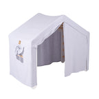 Speelhuisje met klimladder groot wit – tent blauwgrijs