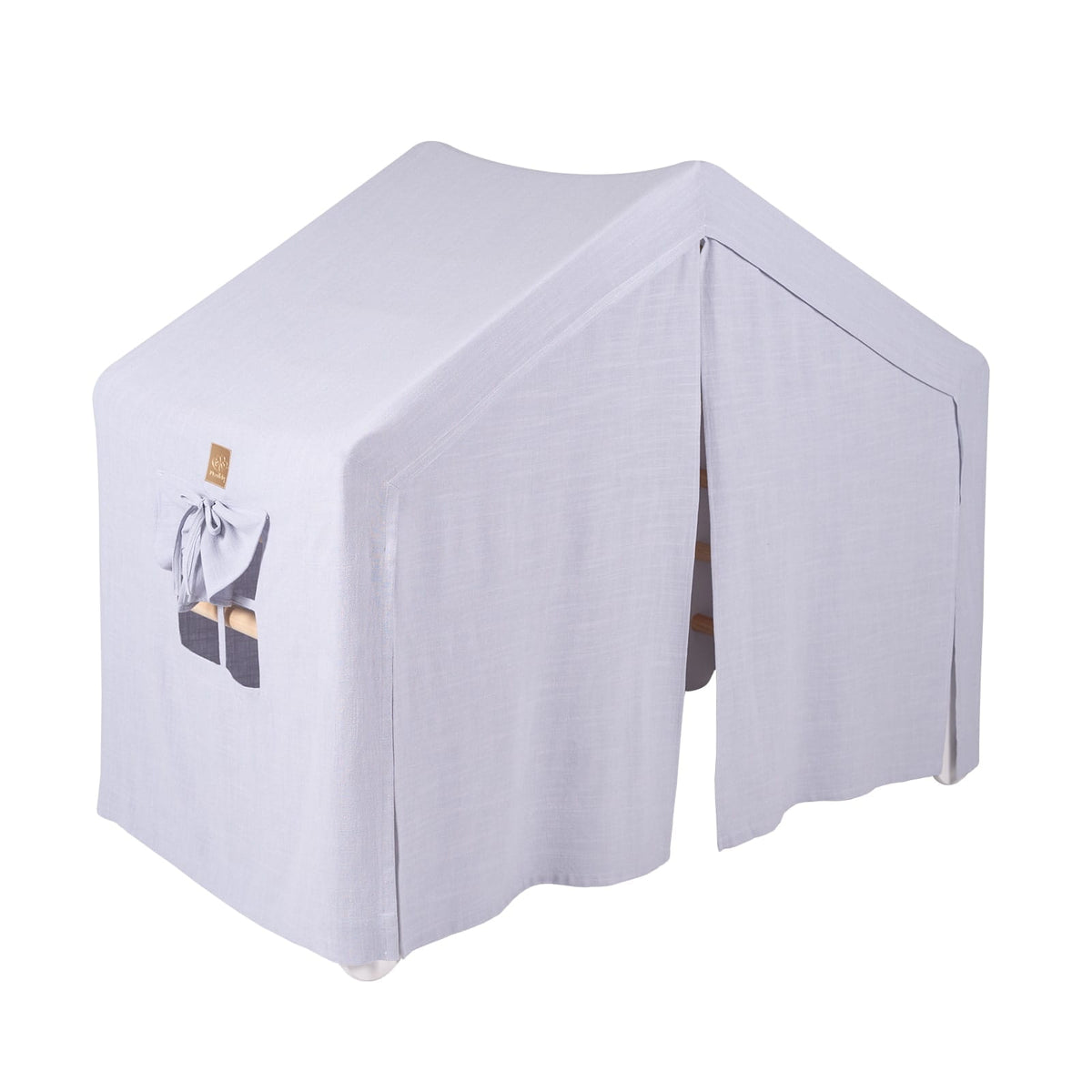 Speelhuisje met klimladder groot wit – tent blauwgrijs – afbeelding 4