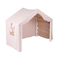 Speelhuisje met klimladder groot wit – tent roze