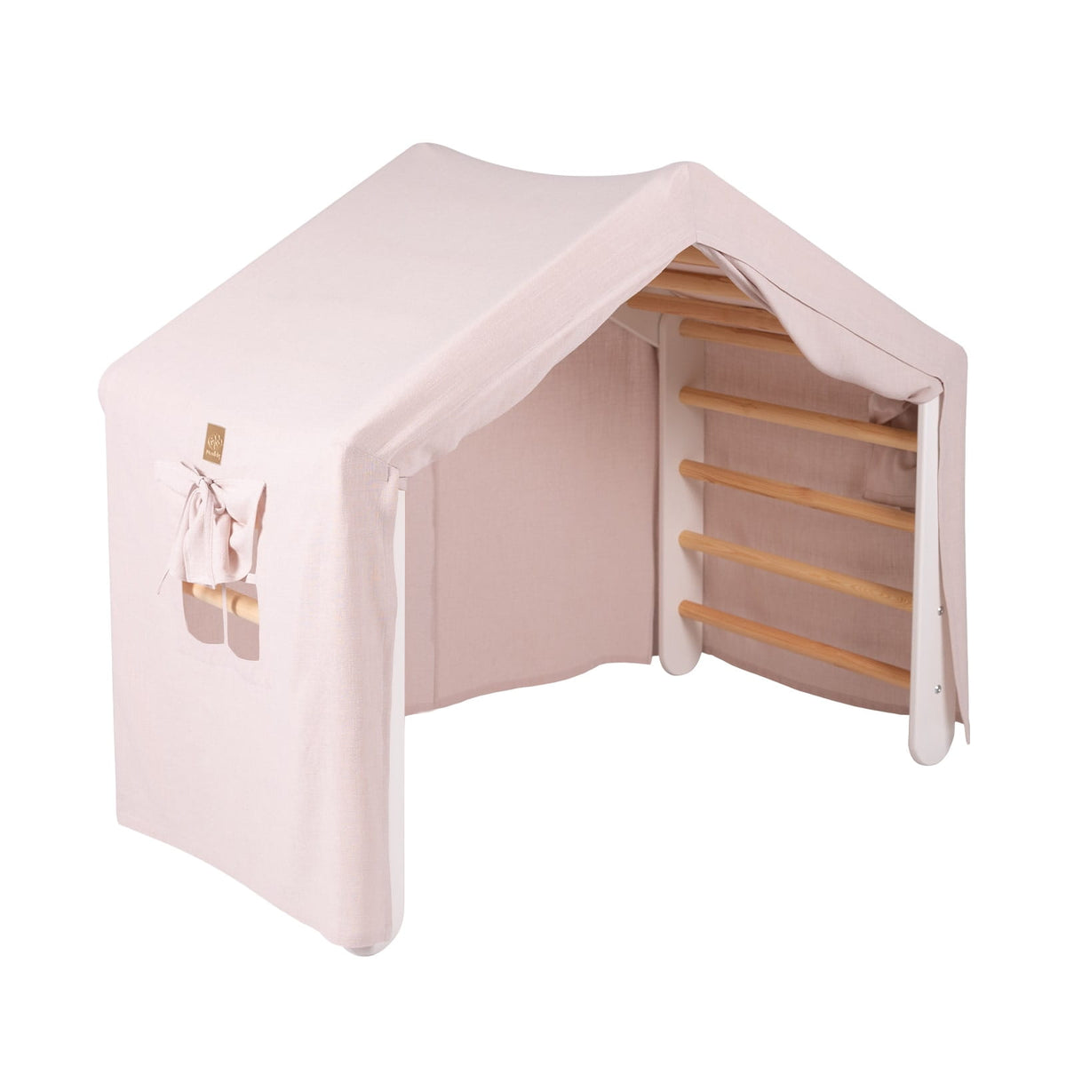 Speelhuisje met klimladder groot wit – tent roze