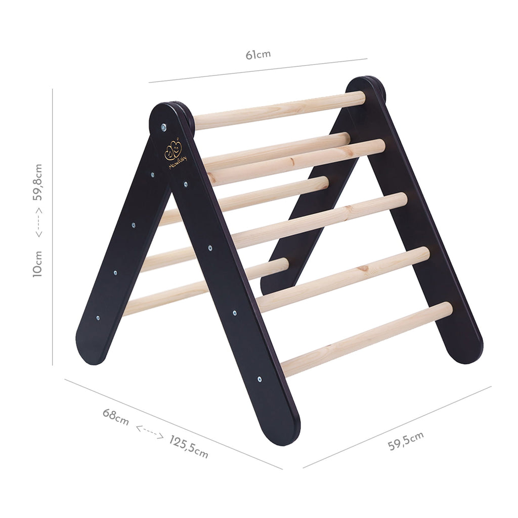 Speelhuisje met klimladder zwart – tent blauwgrijs – afbeelding 2