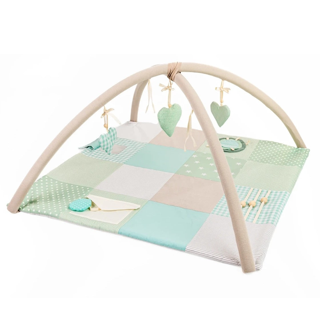 Speelkleed baby met speelbogen 100x100 cm mintgroen