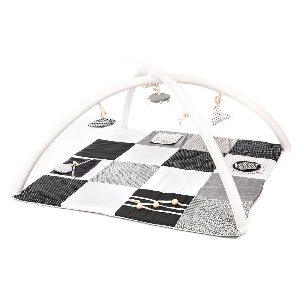 Speelkleed baby met speelbogen 100x100 cm zwart-wit
