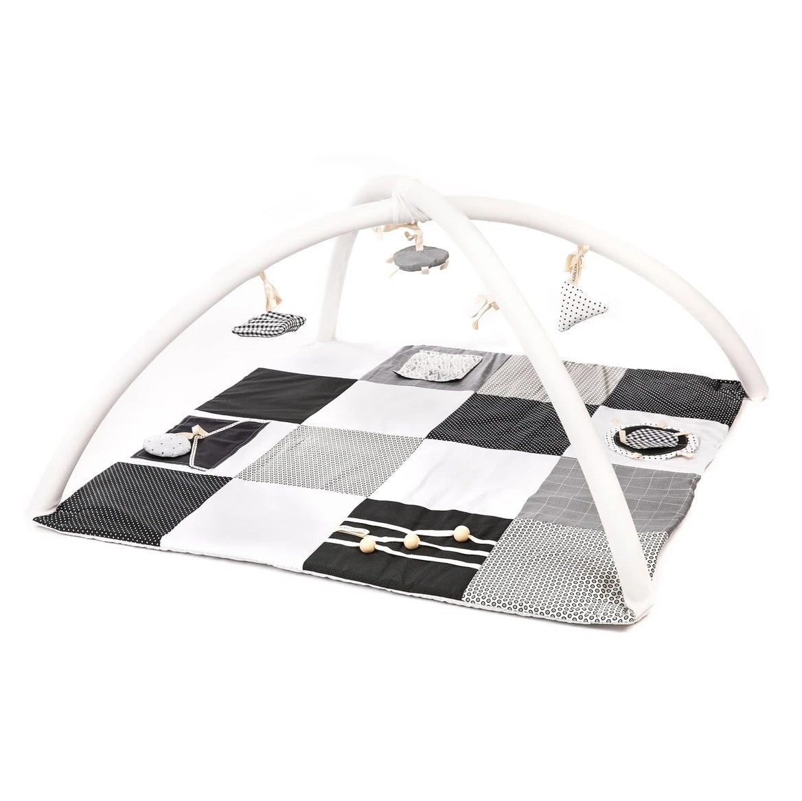 Speelkleed baby met speelbogen 100x100 cm zwart-wit