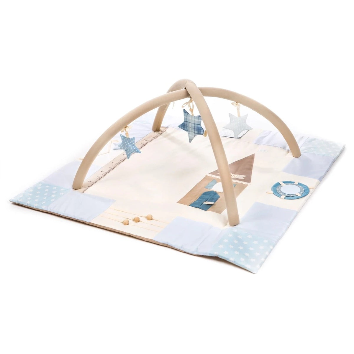 Speelkleed baby met speelbogen 120x120 cm blauw