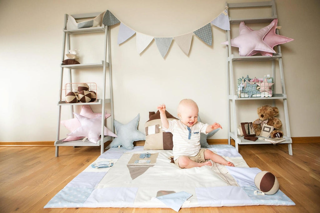 Speelkleed baby met speelbogen 120x120 cm blauw – afbeelding 8