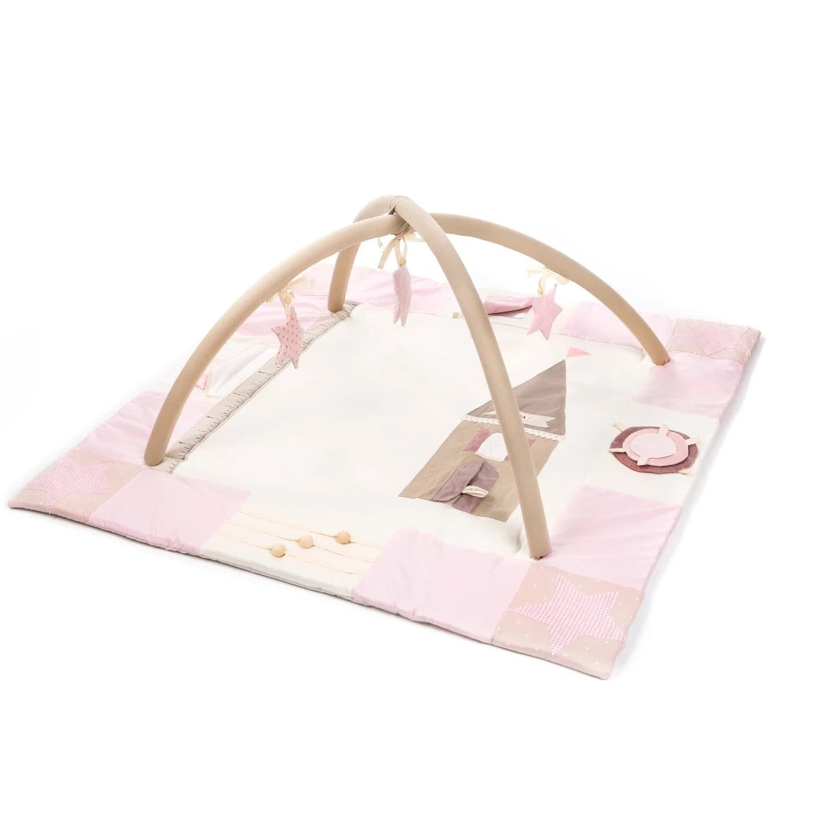 Speelkleed baby met speelbogen 120x120 cm roze