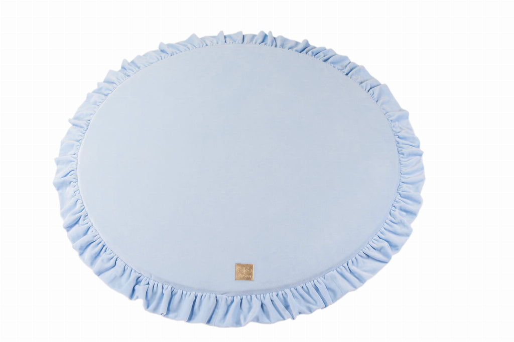Speelkleed baby rond met ruche – babyblauw velvet