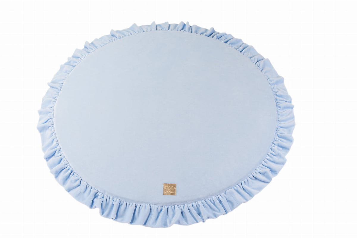 Speelkleed baby rond met ruche – babyblauw velvet