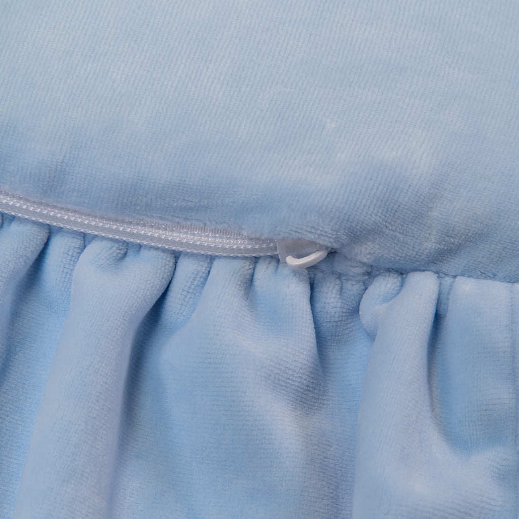 Speelkleed baby rond met ruche – babyblauw velvet – afbeelding 2