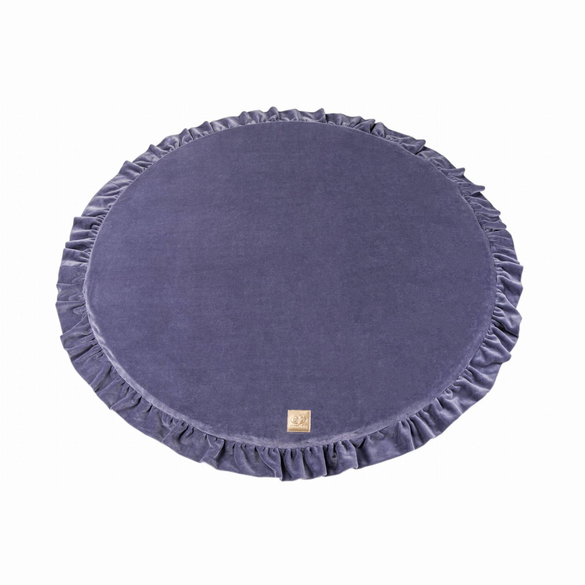 Speelkleed baby rond met ruche – blauwgrijs velvet