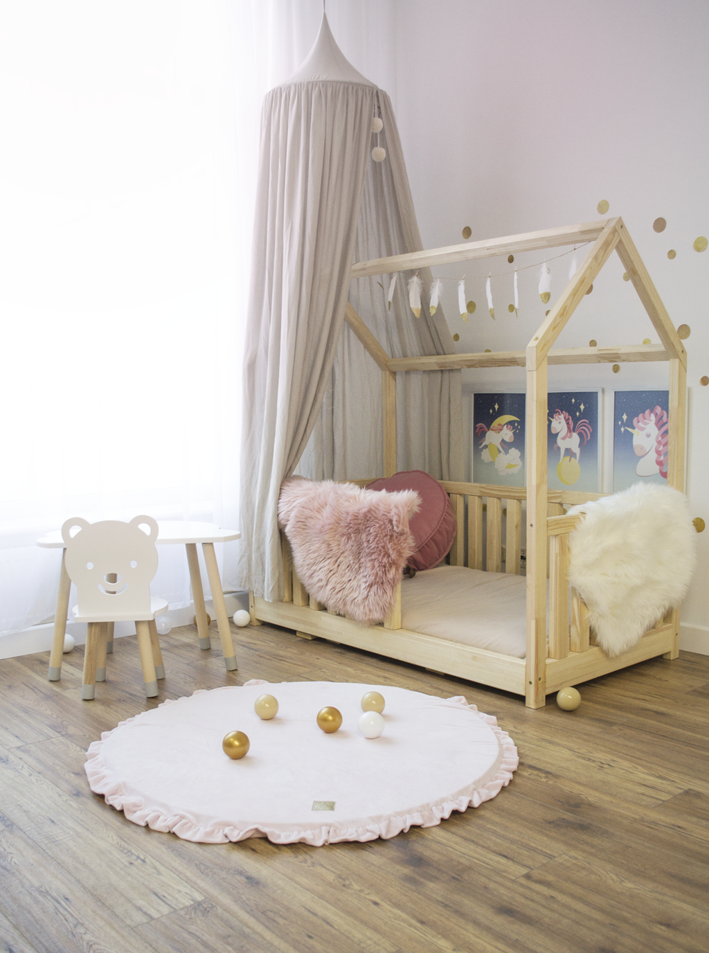 Speelkleed baby rond met ruche – roze velvet – afbeelding 5