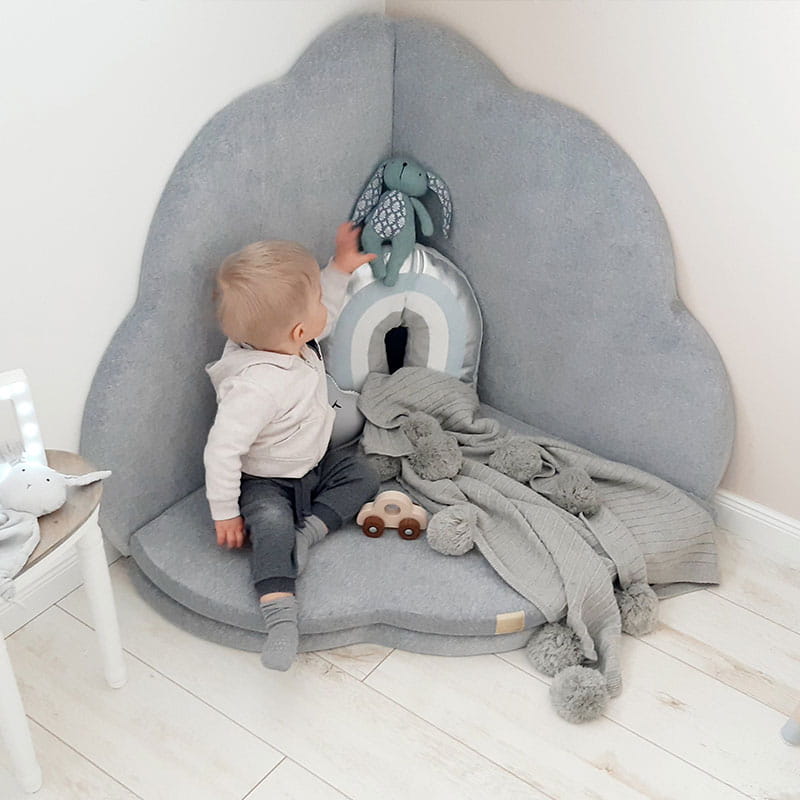 Speelkleed baby – speelmat wolk lichtgrijs velvet