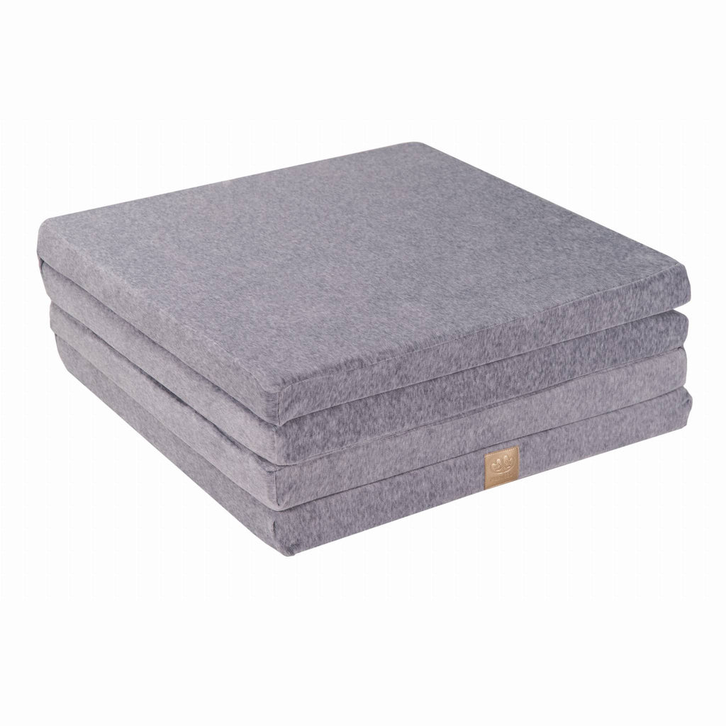 Speelkleed baby vierkant – lichtgrijs velvet – afbeelding 2
