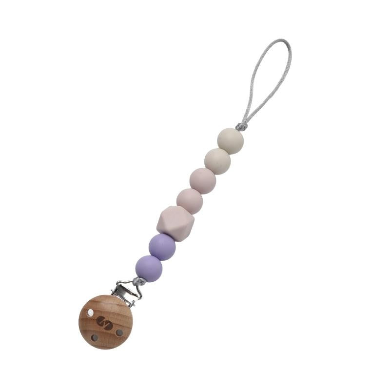 Speenkoord baby siliconen en hout beige mintgroen blauw – afbeelding 2