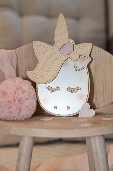 Houten spiegel kinderkamer eenhoorn – afbeelding 3
