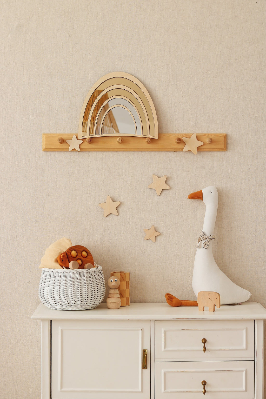 Spiegel kinderkamer regenboog – hout en acryl – afbeelding 3