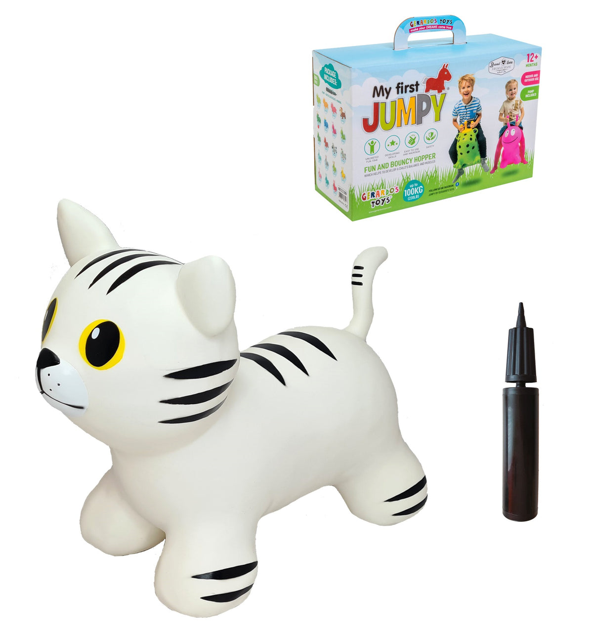 Springdier Jumpy kat wit met zwarte strepen – afbeelding 3