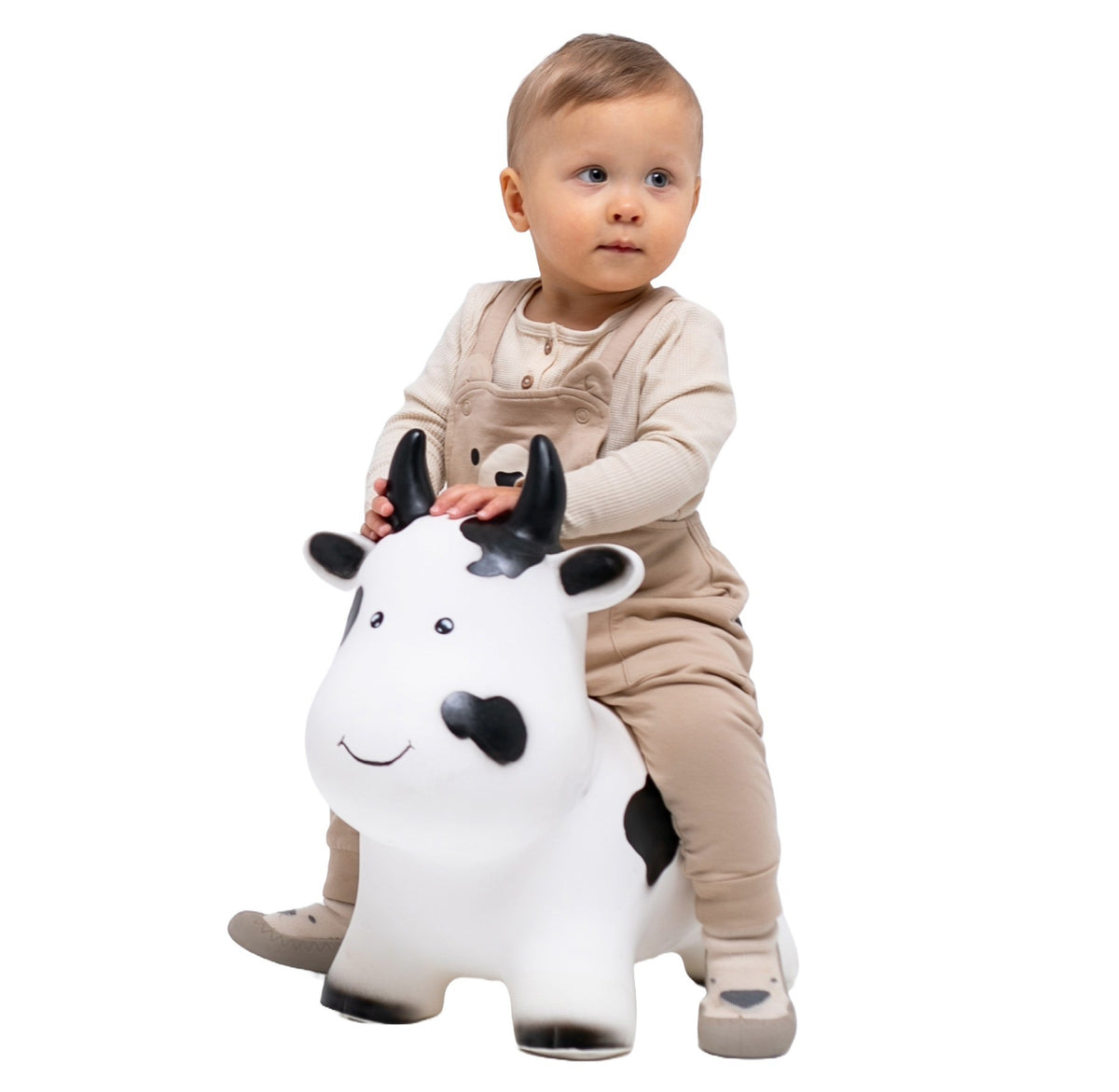 Springdier Jumpy koe wit met zwarte vlekken – afbeelding 2