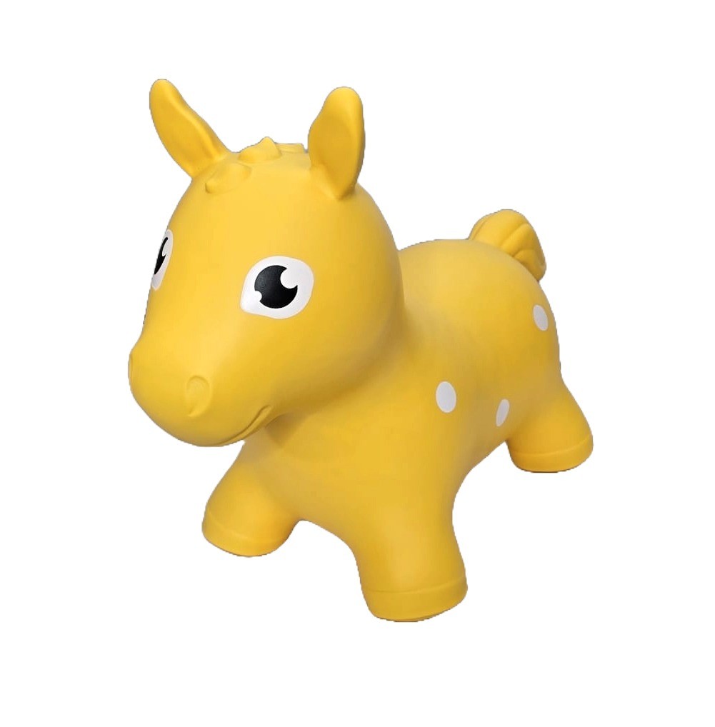 Springdier Jumpy paard geel met witte stippen