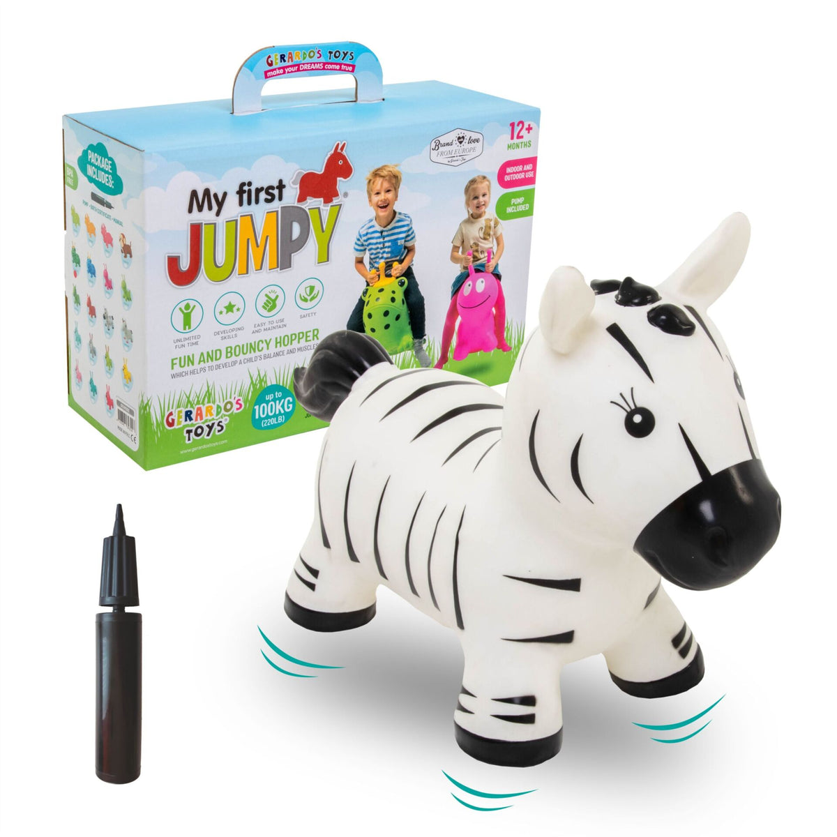 Springdier Jumpy zebra zwart wit – afbeelding 3