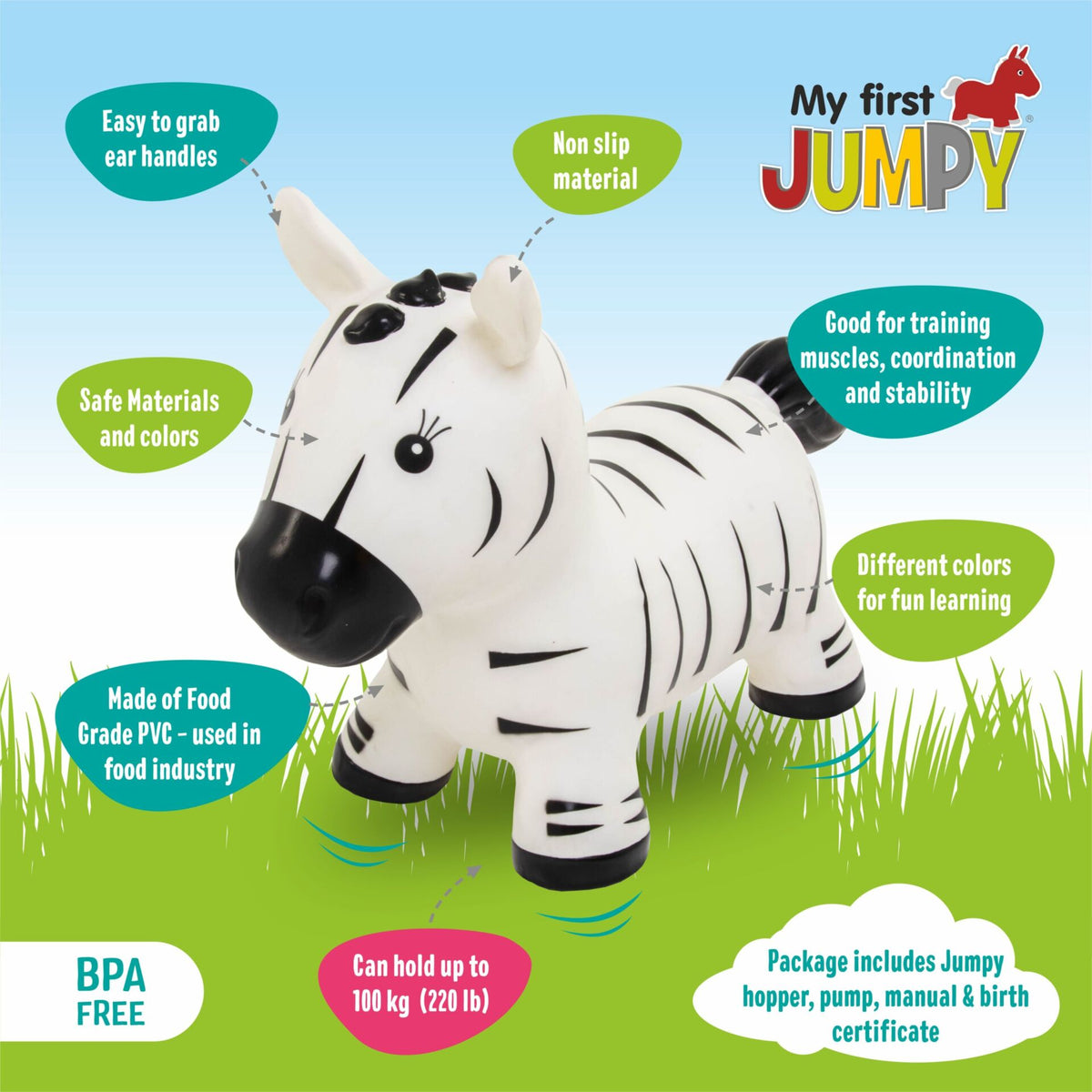 Springdier Jumpy zebra zwart wit – afbeelding 5
