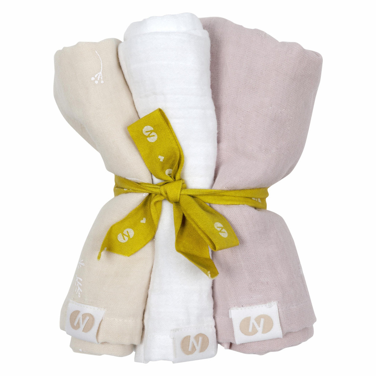 Hydrofiele spuugdoekjes set van 3 beige wit roze