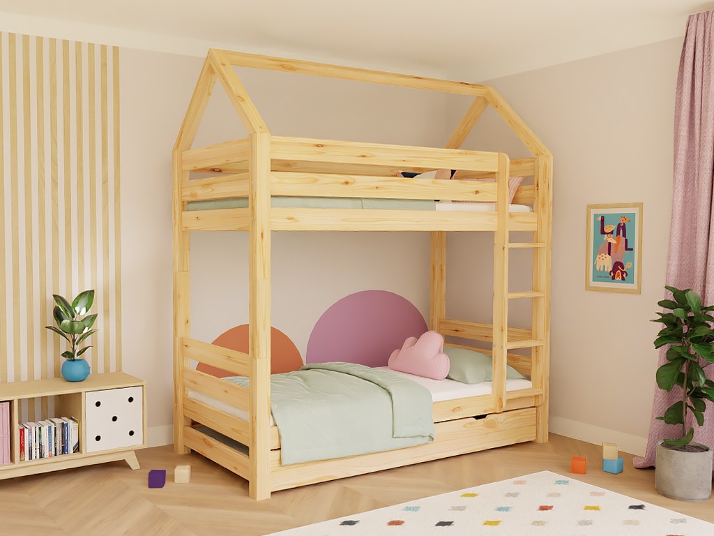 Stapelbed ALPY huisbed met ladder 90x200 cm