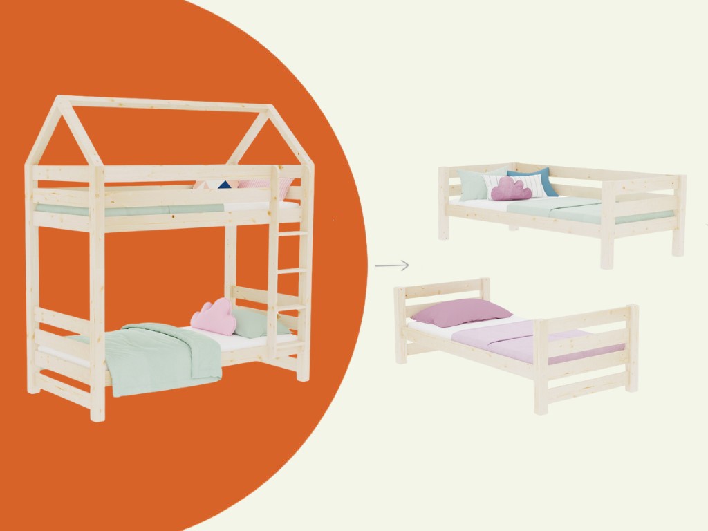 Stapelbed ALPY huisbed met ladder 90x200 cm – afbeelding 3
