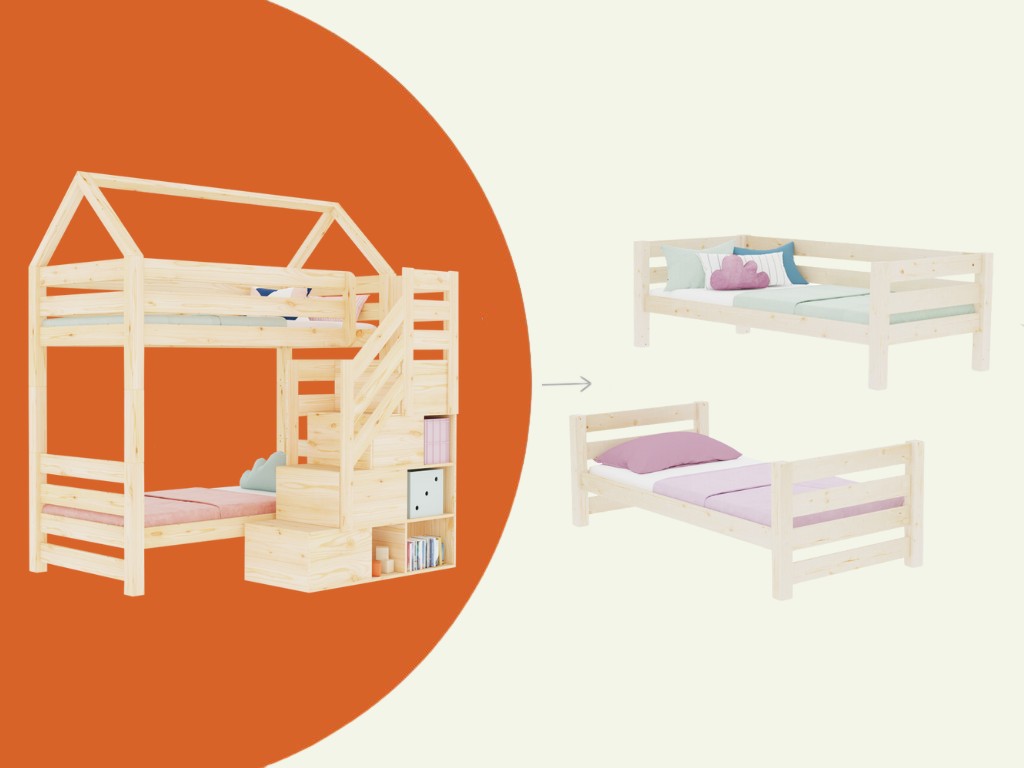 Stapelbed ALPY huisbed met opbergtrap 90x200 cm – afbeelding 3