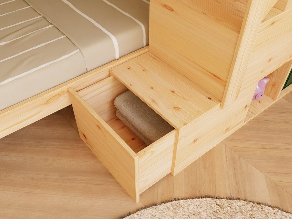 Stapelbed ALPY huisbed met opbergtrap 90x200 cm – afbeelding 8