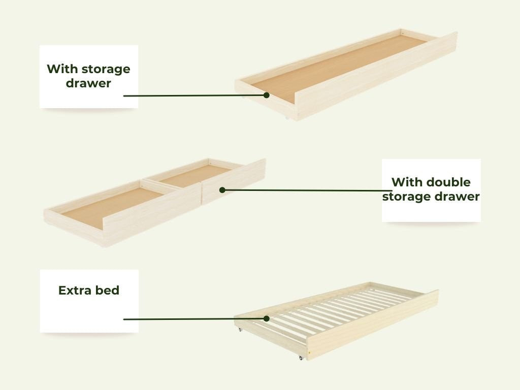 Stapelbed COTTAGE met half dak en opbergtrap 90x200 cm – afbeelding 4