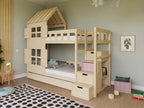 Stapelbed COTTAGE met half dak en opbergtrap 90x200 cm – afbeelding 5