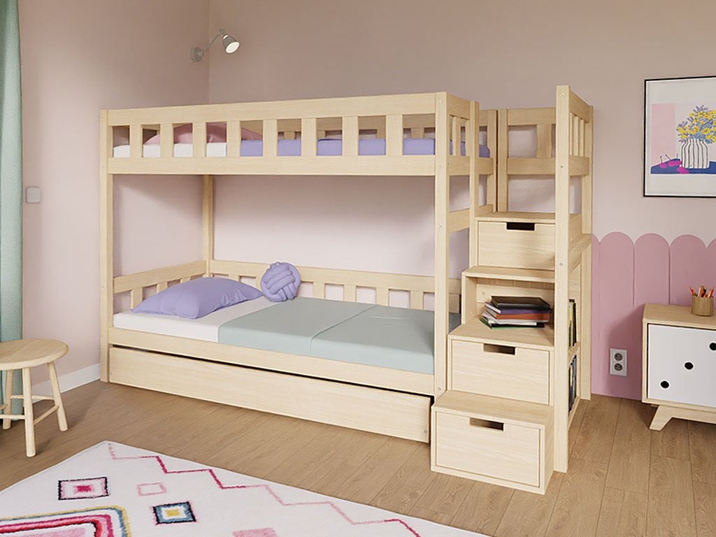Stapelbed PLOTTY met opbergtrap 90x200 cm
