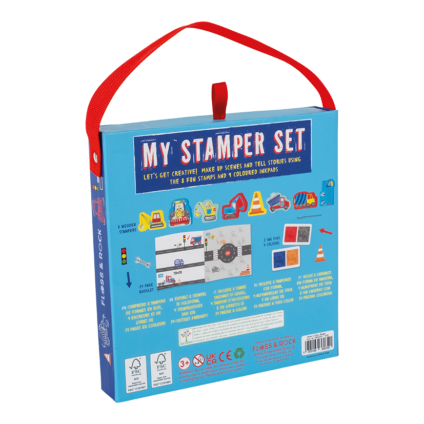 Stempelset bouwplaats met houten stempels en inktkussens – afbeelding 10
