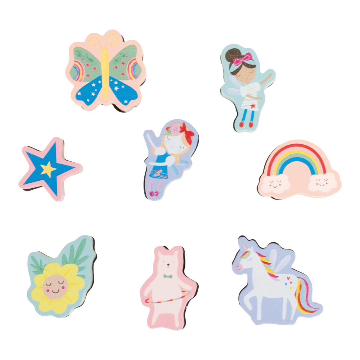 Stempelset regenboogfee met houten stempels en inktkussens – afbeelding 5