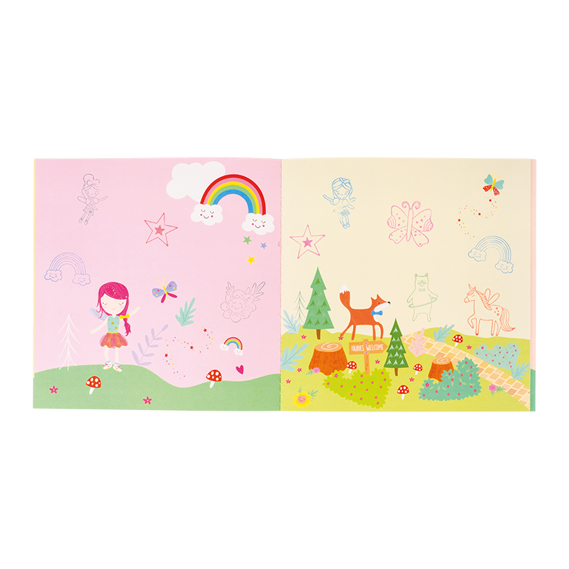 Stempelset regenboogfee met houten stempels en inktkussens – afbeelding 6