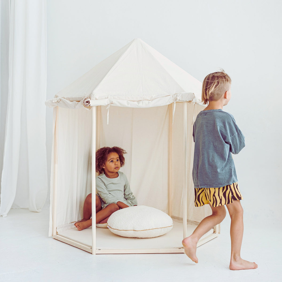 Speeltent paviljoen naturel katoencanvas – afbeelding 2
