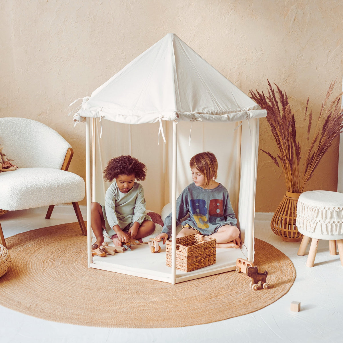Speeltent paviljoen naturel katoencanvas – afbeelding 3