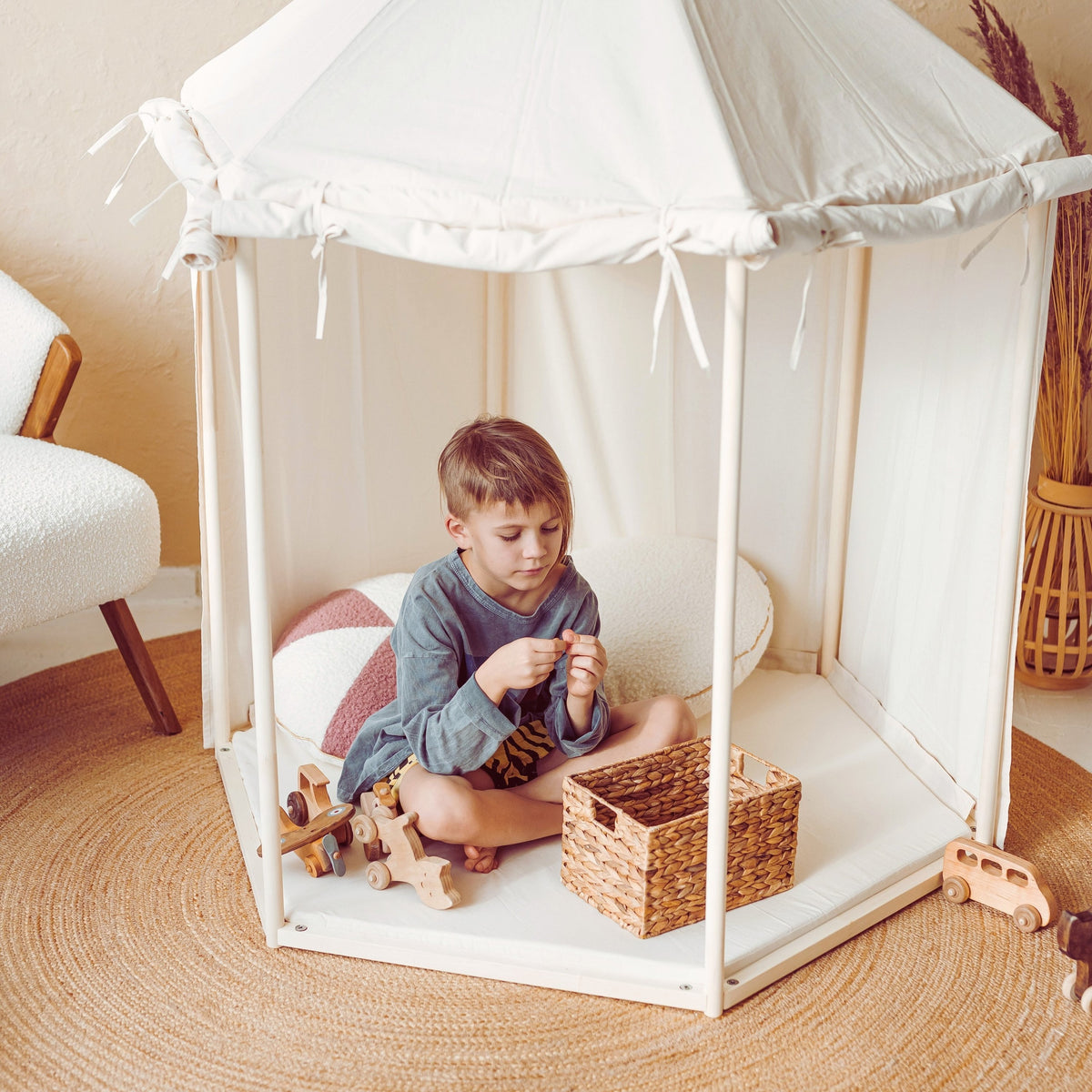 Speeltent paviljoen naturel katoencanvas – afbeelding 4