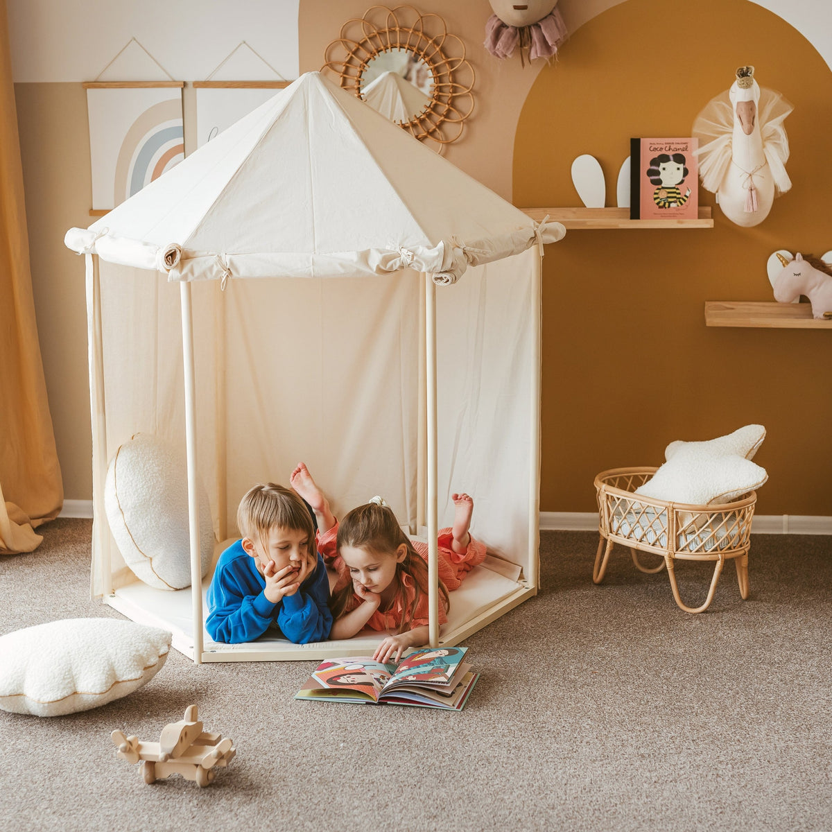 Speeltent paviljoen naturel katoencanvas – afbeelding 5