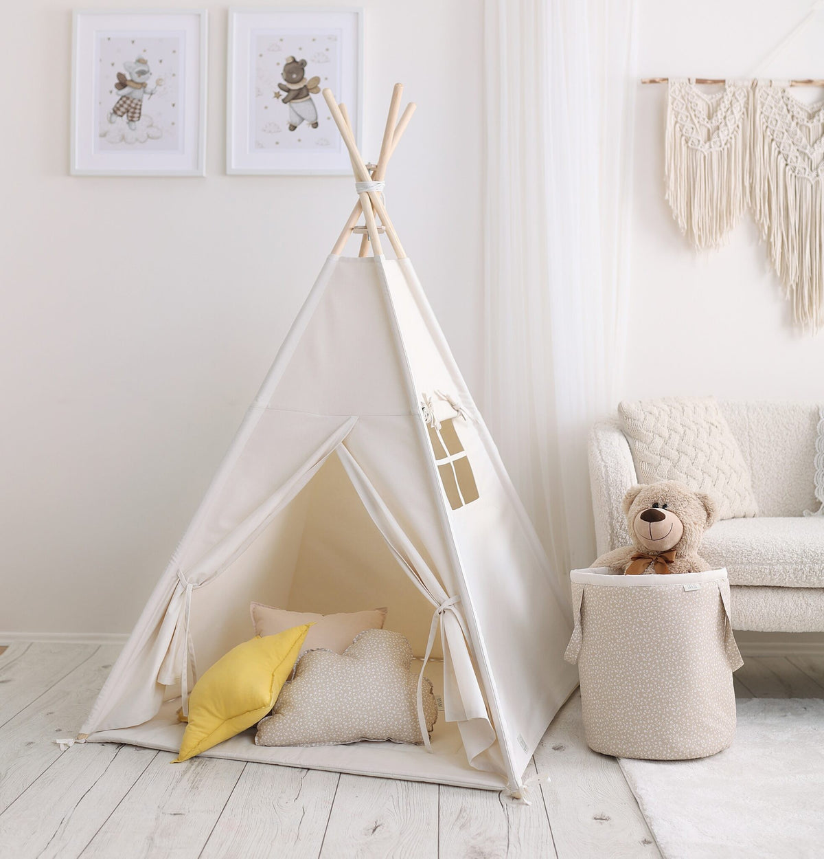 Tipi tent kind lichtbeige