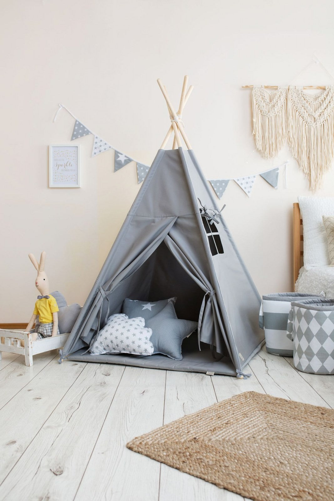 Tipi tent kind donkergrijs – afbeelding 2