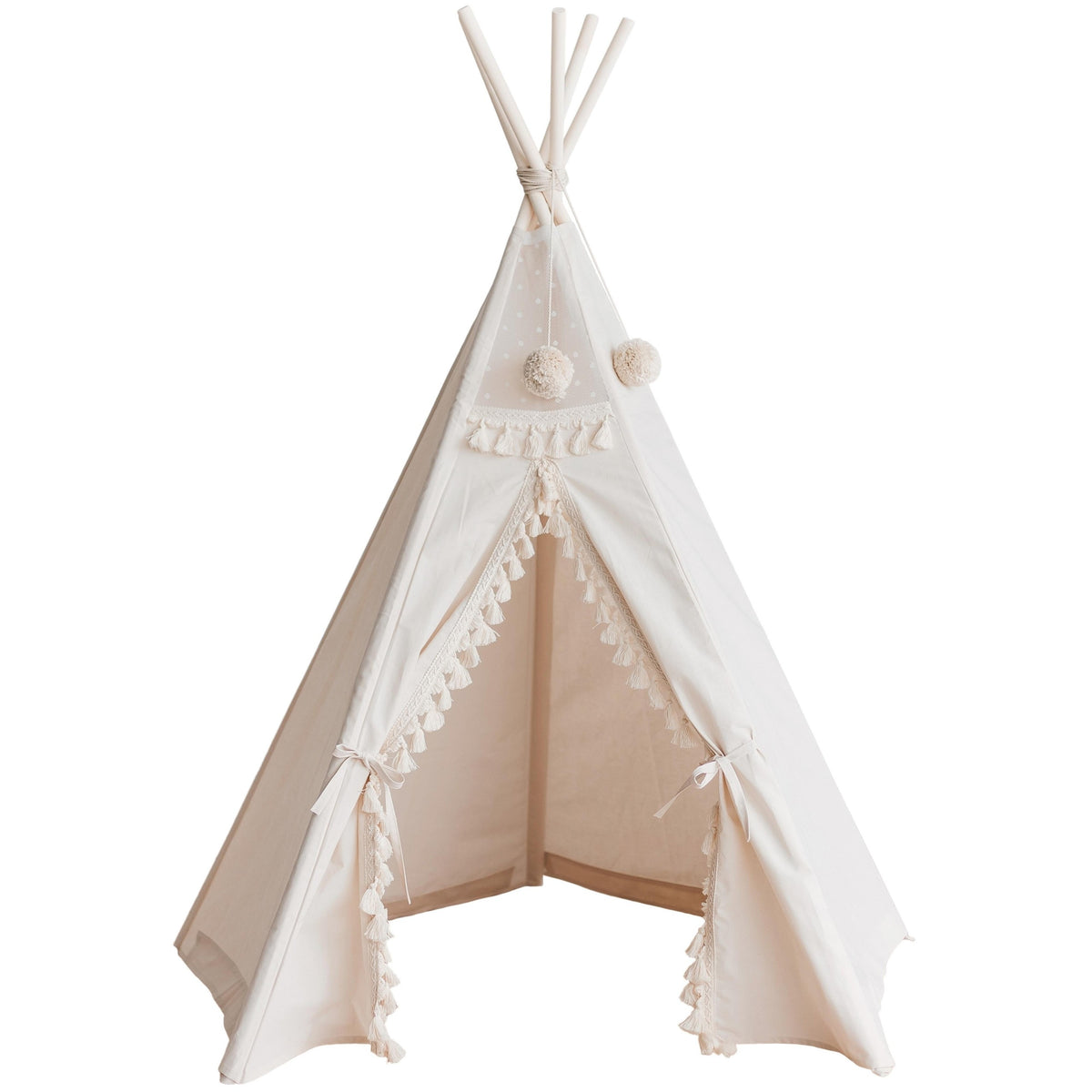 Tipi tent boho ecru met kwastjes